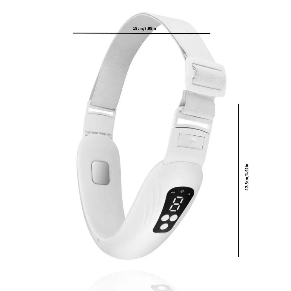 Skin Care EMS Electric Facial Massager in white, designed for facial slimming and skin tightening, featuring a compact and portable design.