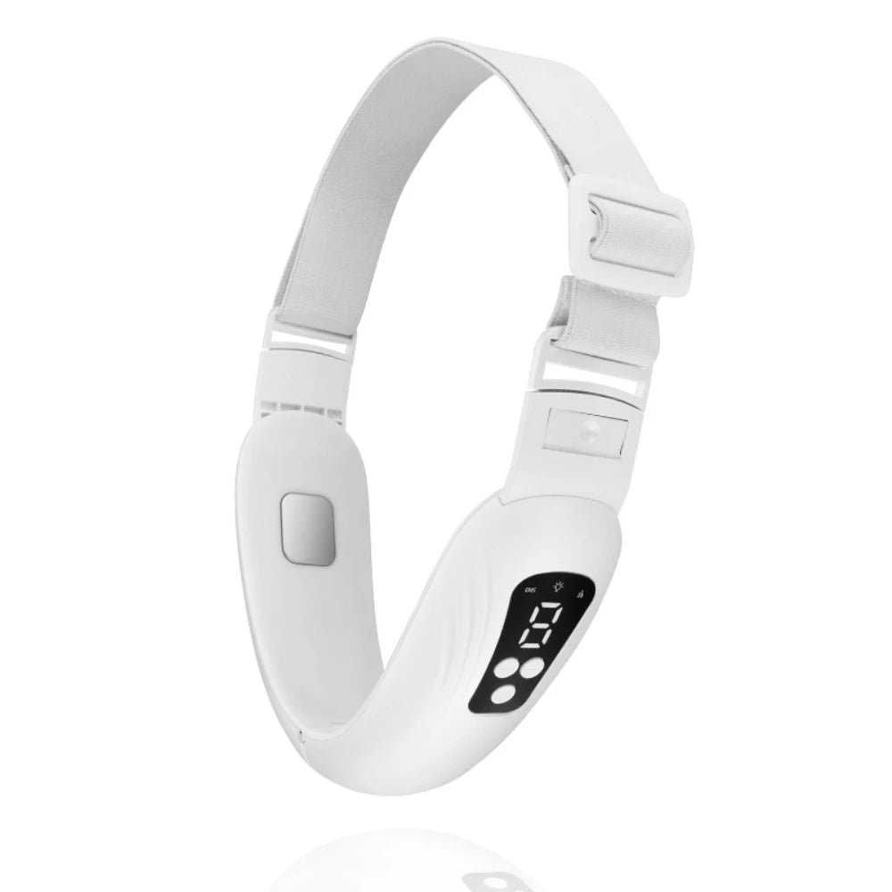 Skin Care EMS Electric Facial Massager in white, designed for facial slimming and skin tightening, featuring a compact and portable design.