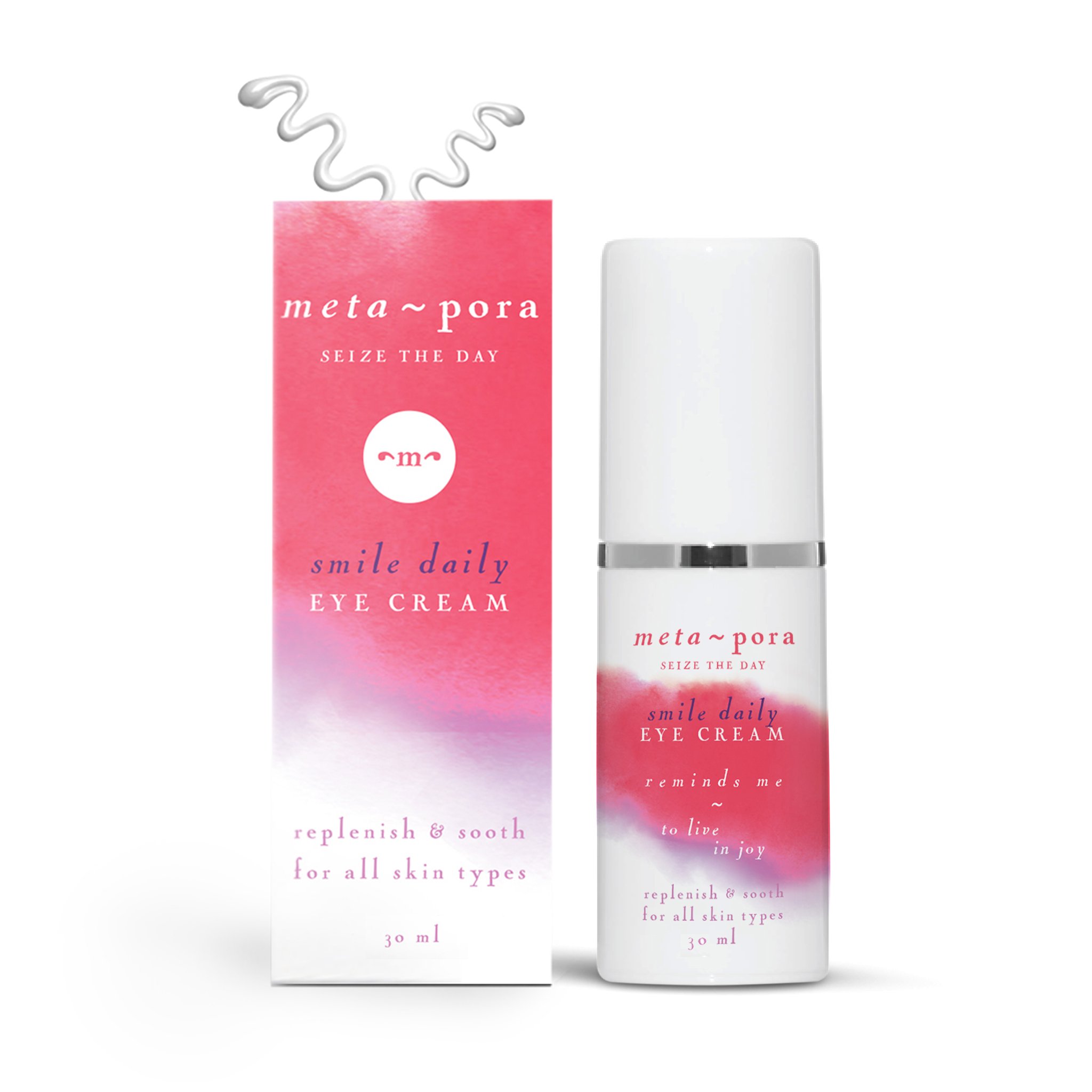 Smile Daily Eye Cream in a sleek 30ML tube, showcasing its refreshing formula for reducing fine lines and dark circles.