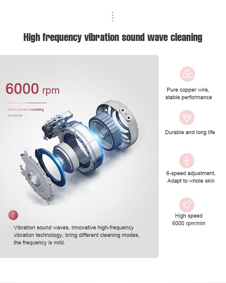 Sonic Pulsing Cleansing Brush and Massager with silicone bristles and pointed end for precise cleaning.