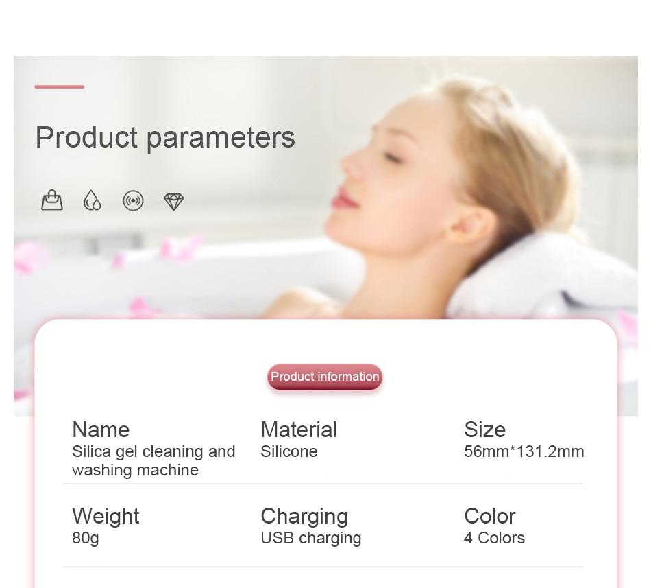 Sonic Pulsing Cleansing Brush and Massager with silicone bristles and pointed end for precise cleaning.