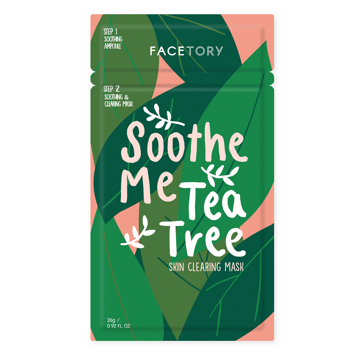 Soothe Me Tea Tree 2-Step Sheet Mask displayed on a clean surface, showcasing its packaging and design.