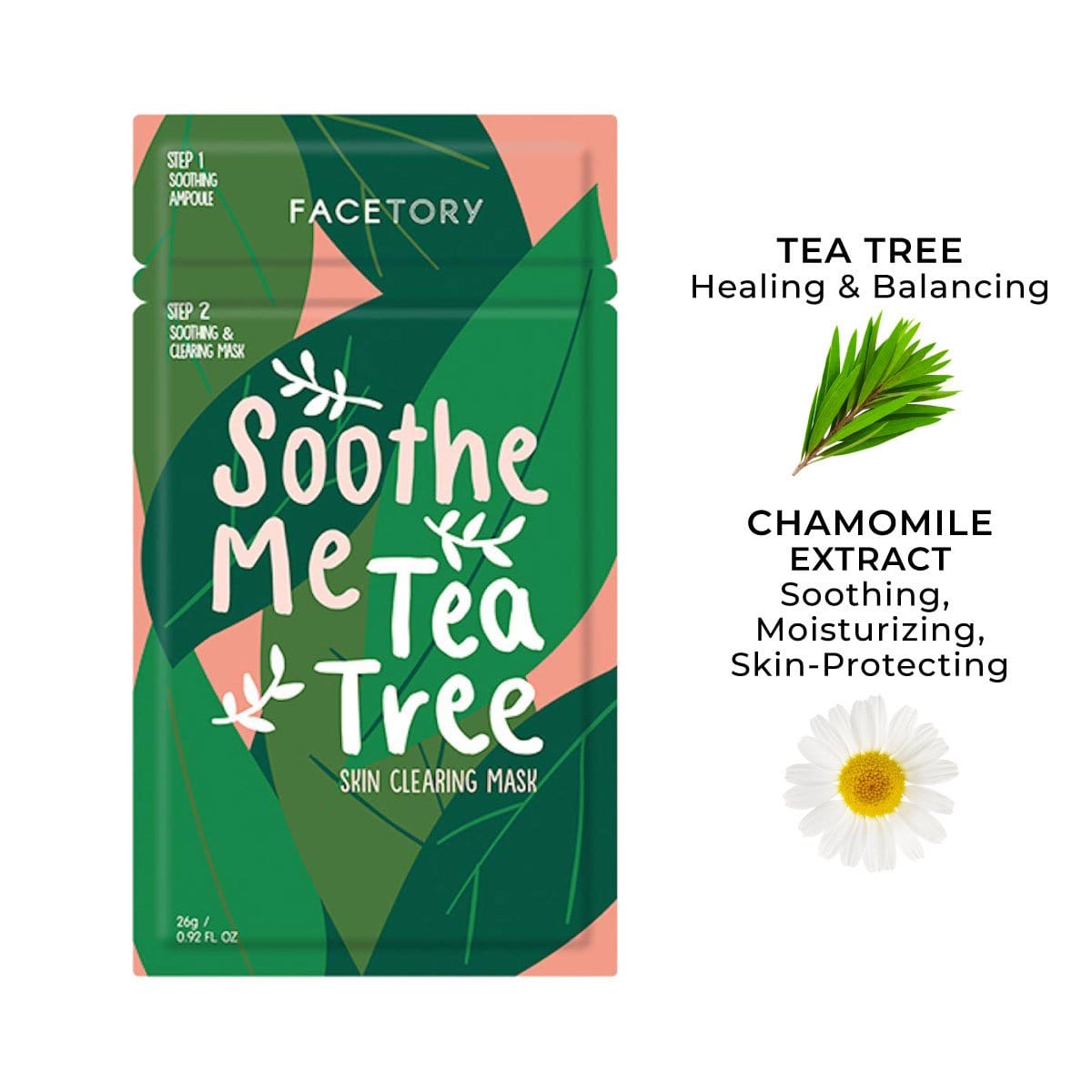 Soothe Me Tea Tree 2-Step Sheet Mask displayed on a clean surface, showcasing its packaging and design.