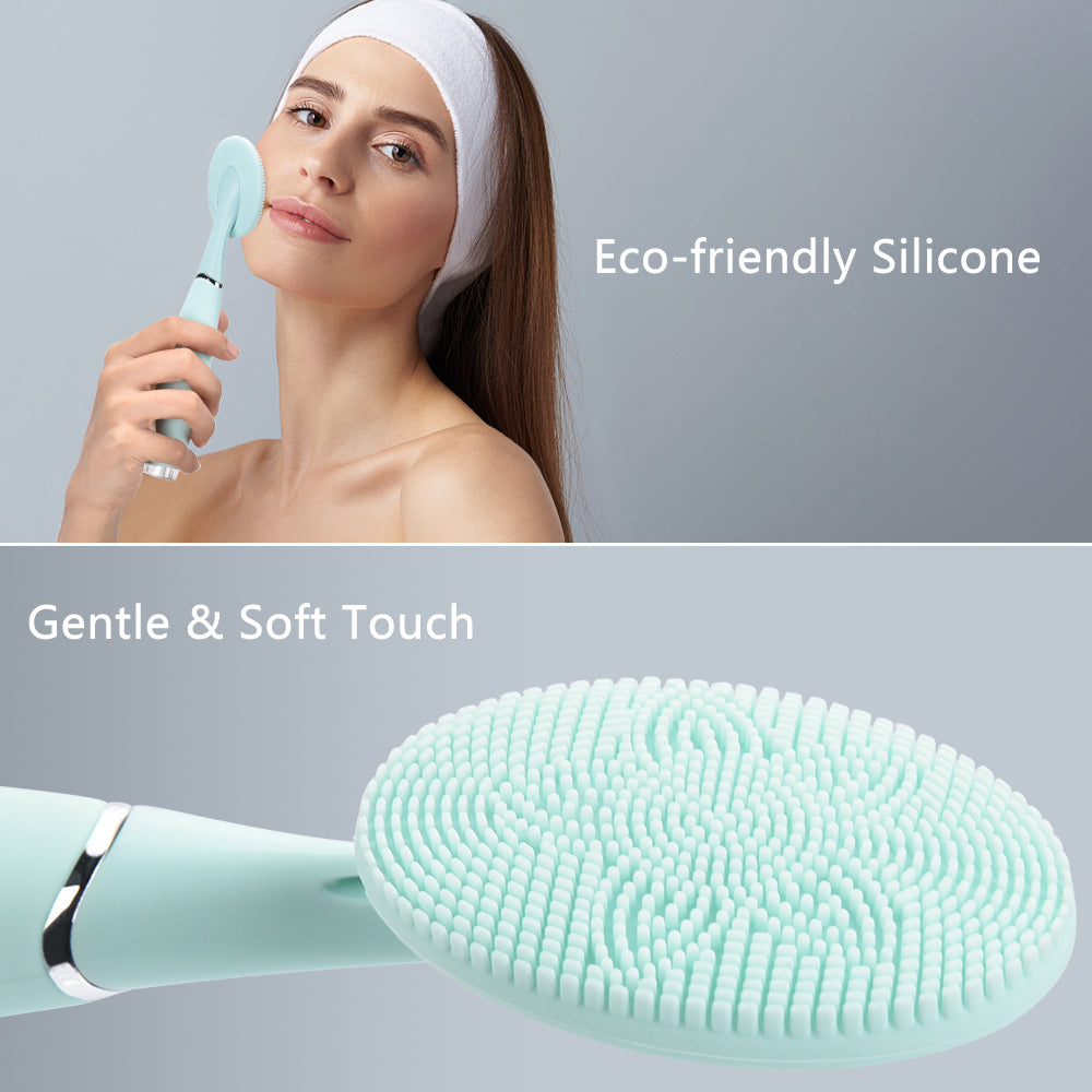Ultrasonic Facial Cleansing Rechargeable Vibration Face Cleaning Brush with ergonomic design and soft bristles, ideal for deep facial cleansing.