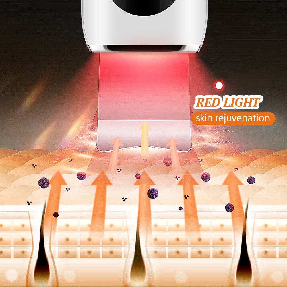 Ultrasonic Skin Scrubber EMS Microcurrent Face Lifting device in white, showcasing its sleek design and stainless steel head for effective facial treatments.