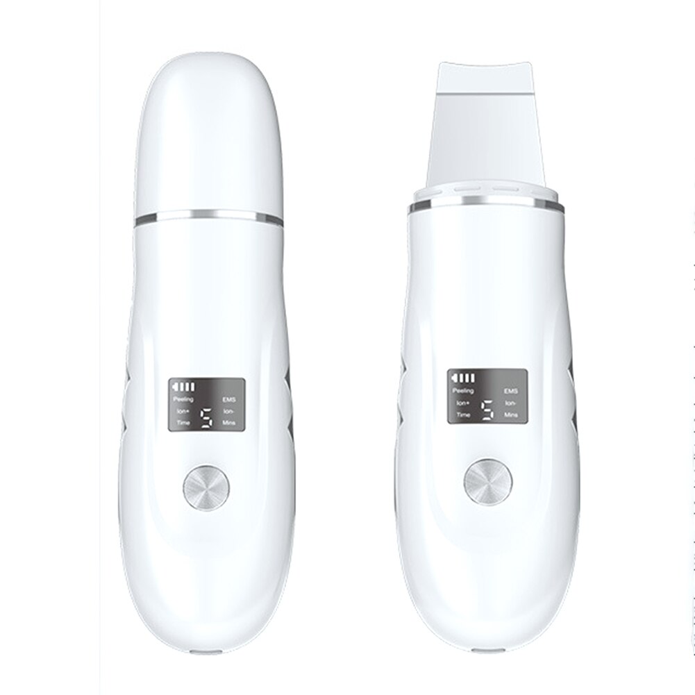 Ultrasonic Skin Scrubber for facial peeling and blackhead removal, featuring a sleek design and ergonomic shape for easy handling.