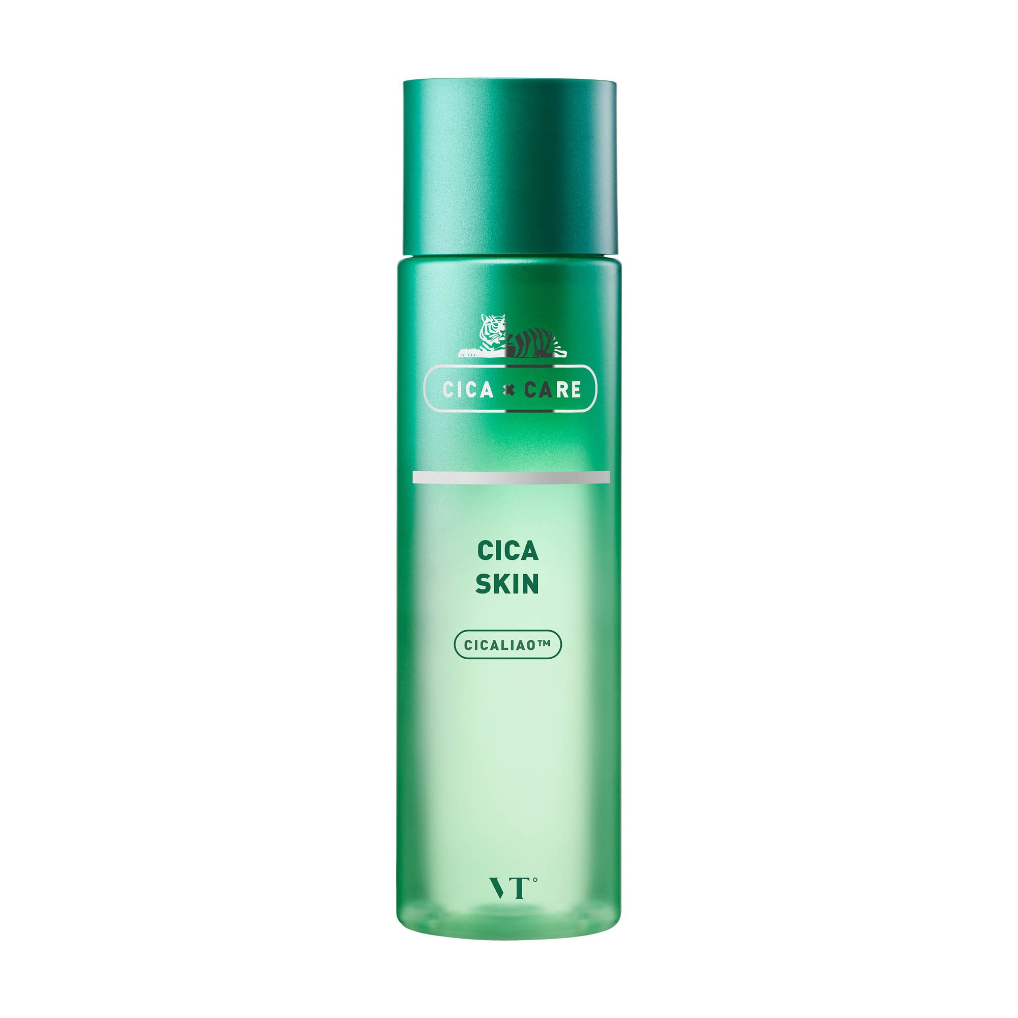 VT CICA SKIN toner bottle with soothing CICALIAO™ ingredients for skin care.