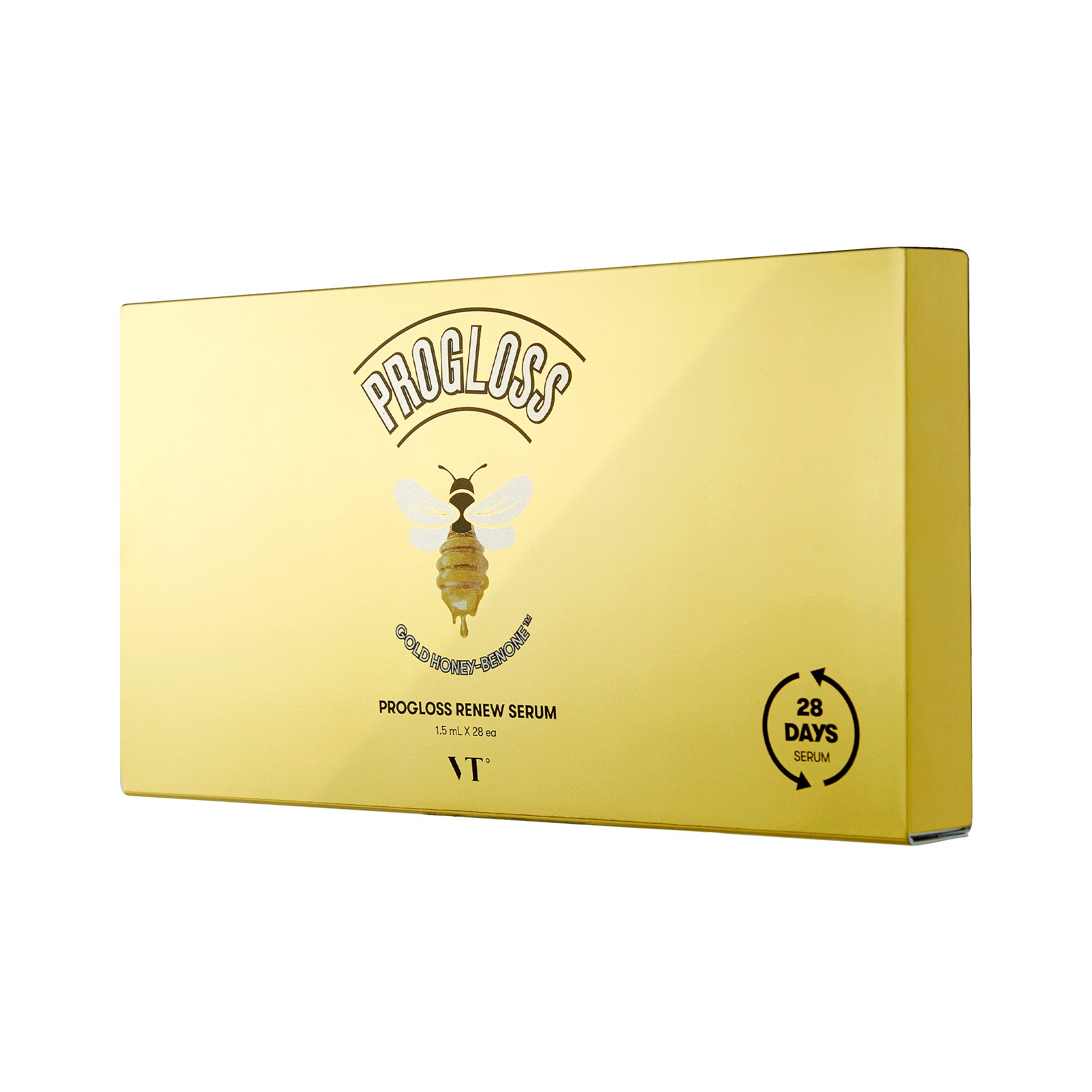VT PROGLOSS RENEW SERUM packaging showcasing 28 individual ampoules for skin nourishment.