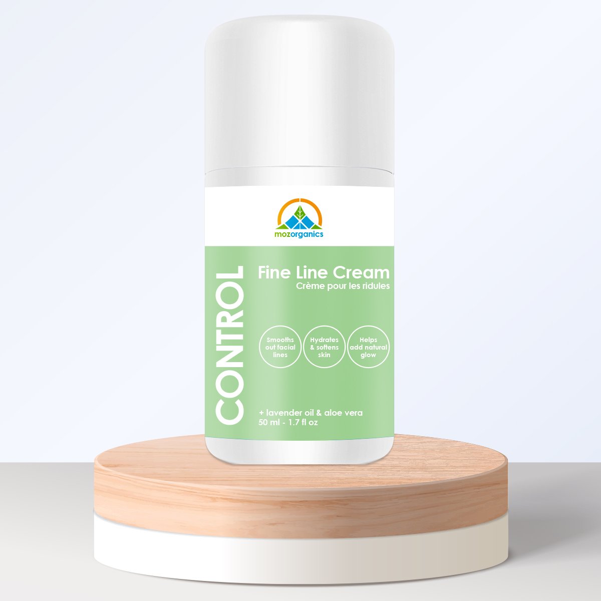 Smooth Wrinkle Cream in a sleek jar, showcasing its creamy texture and organic ingredients.