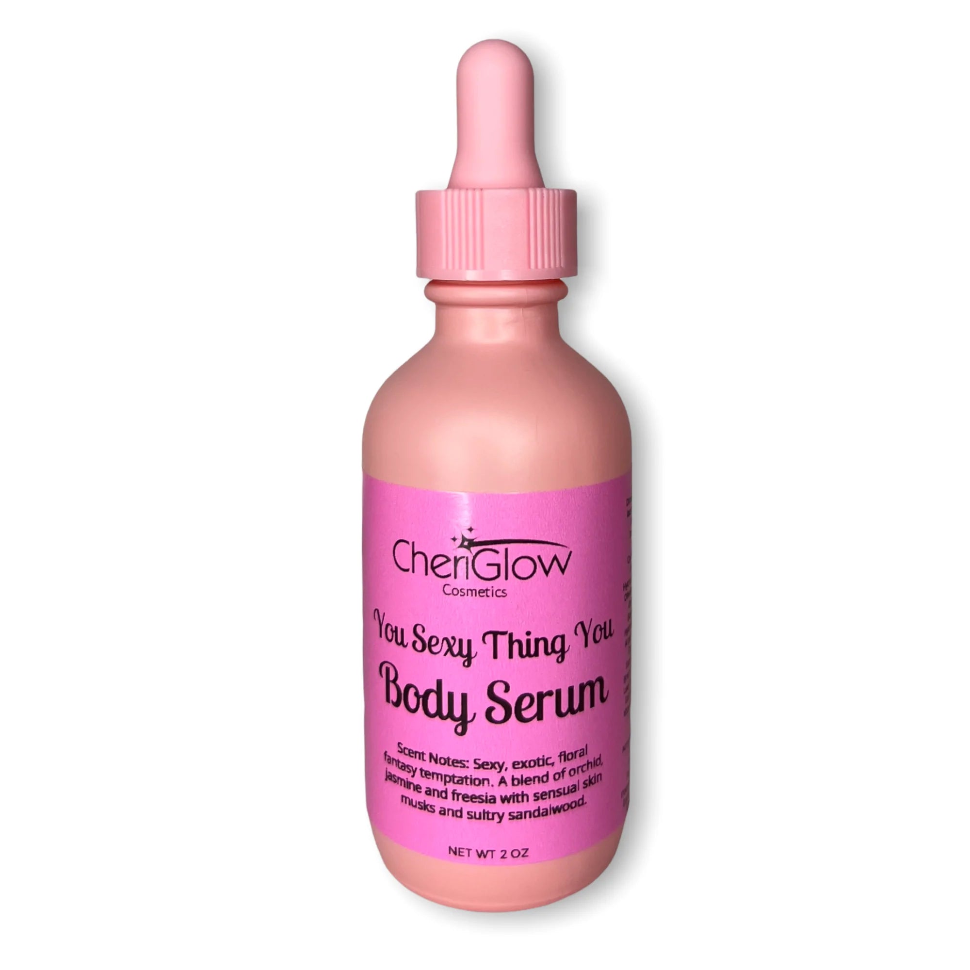 You Sexy Thing You Body Serum bottle with a luxurious design, showcasing its rich ingredients and floral scent notes.