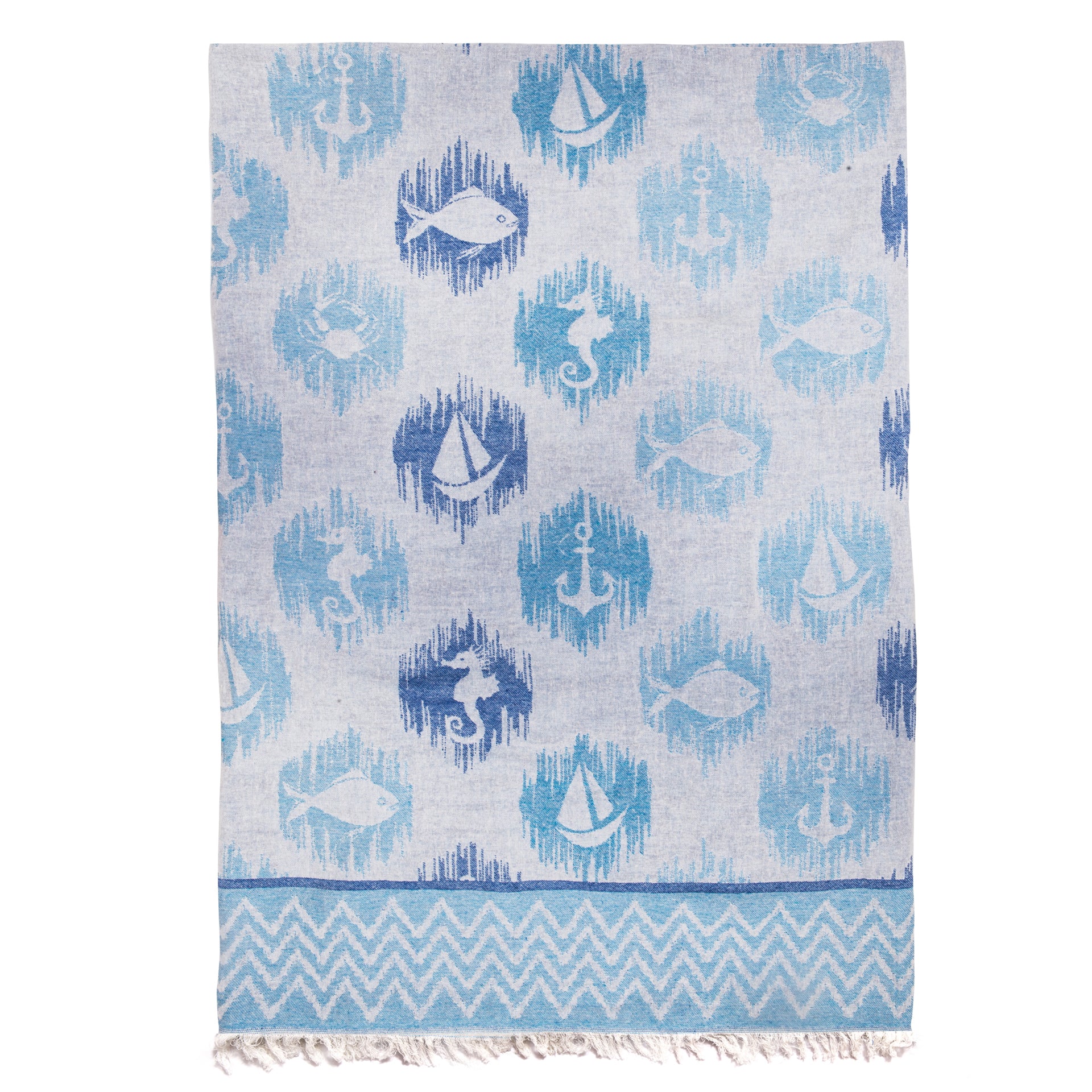 Anemoss Anker Peshtemal in nautischem Design, aus 100% Baumwolle, ideal für Strand und Pool, großzügige Größe von 100x180 cm.