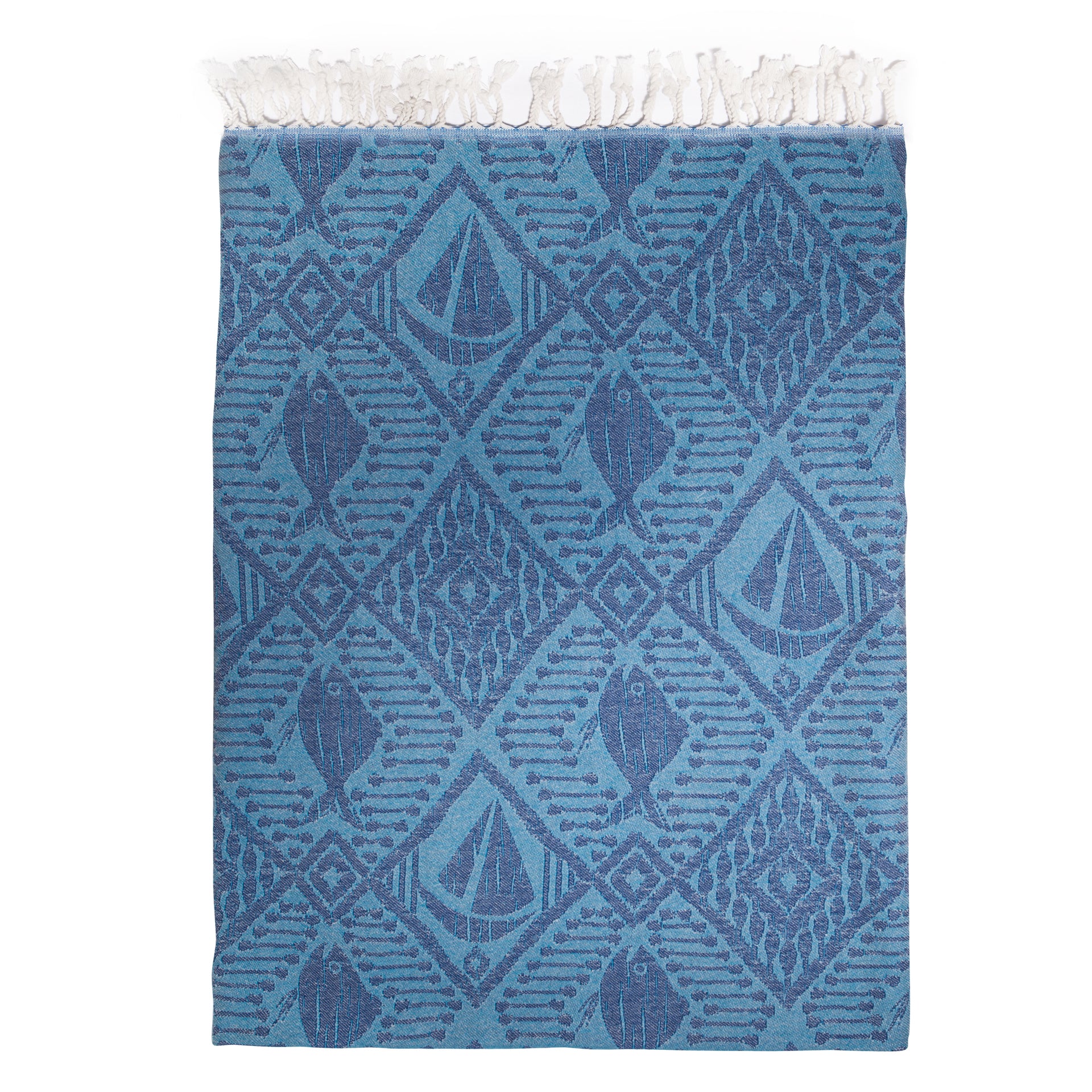 Anemoss Segelboot Peshtemal in nautischem Design, aus 100% Baumwolle, ideal für Strand und Pool, großzügige Größe von 100x180 cm.