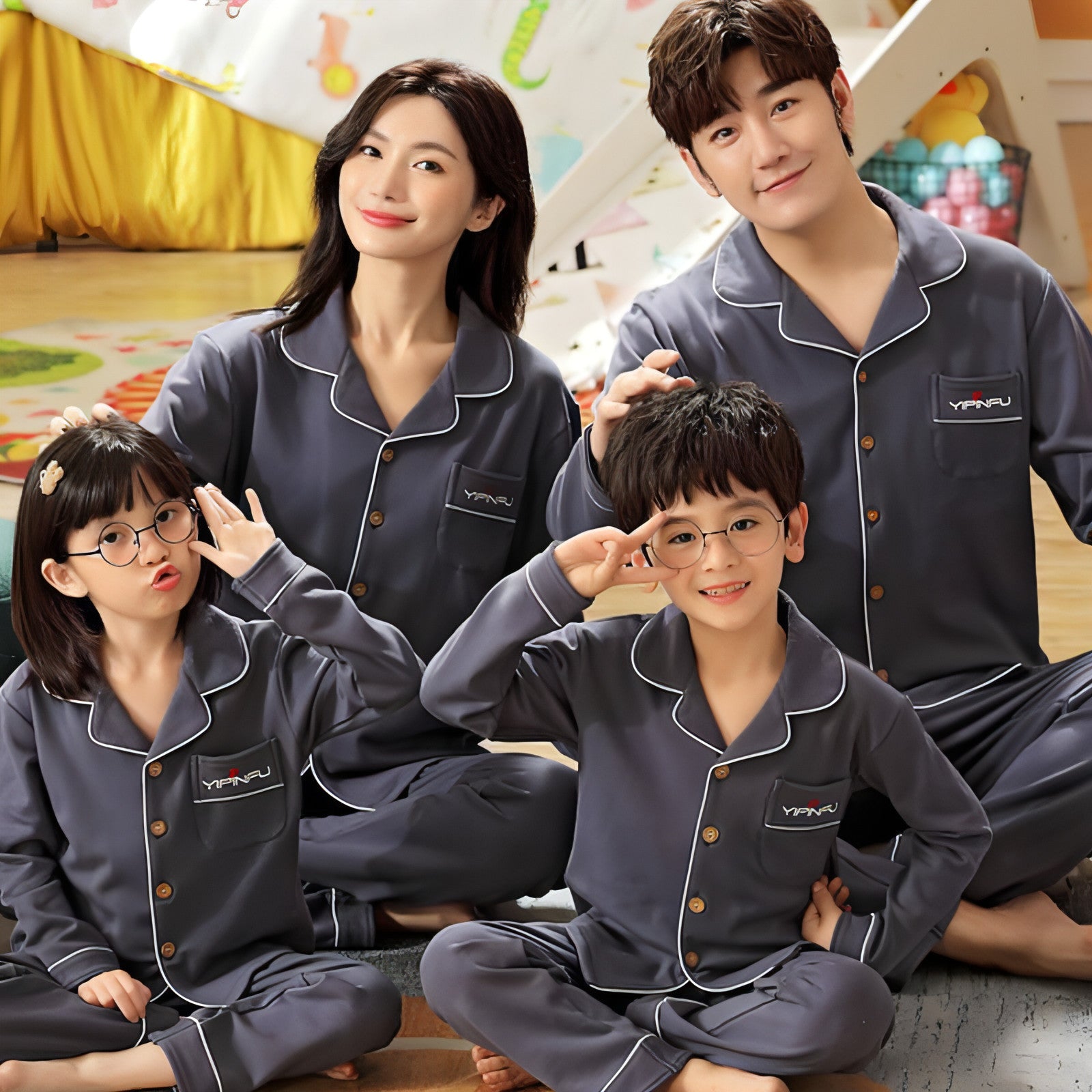 Main Cotton Parent-child Pajamas Spring And Autumn Long Sleeve Thin Style image