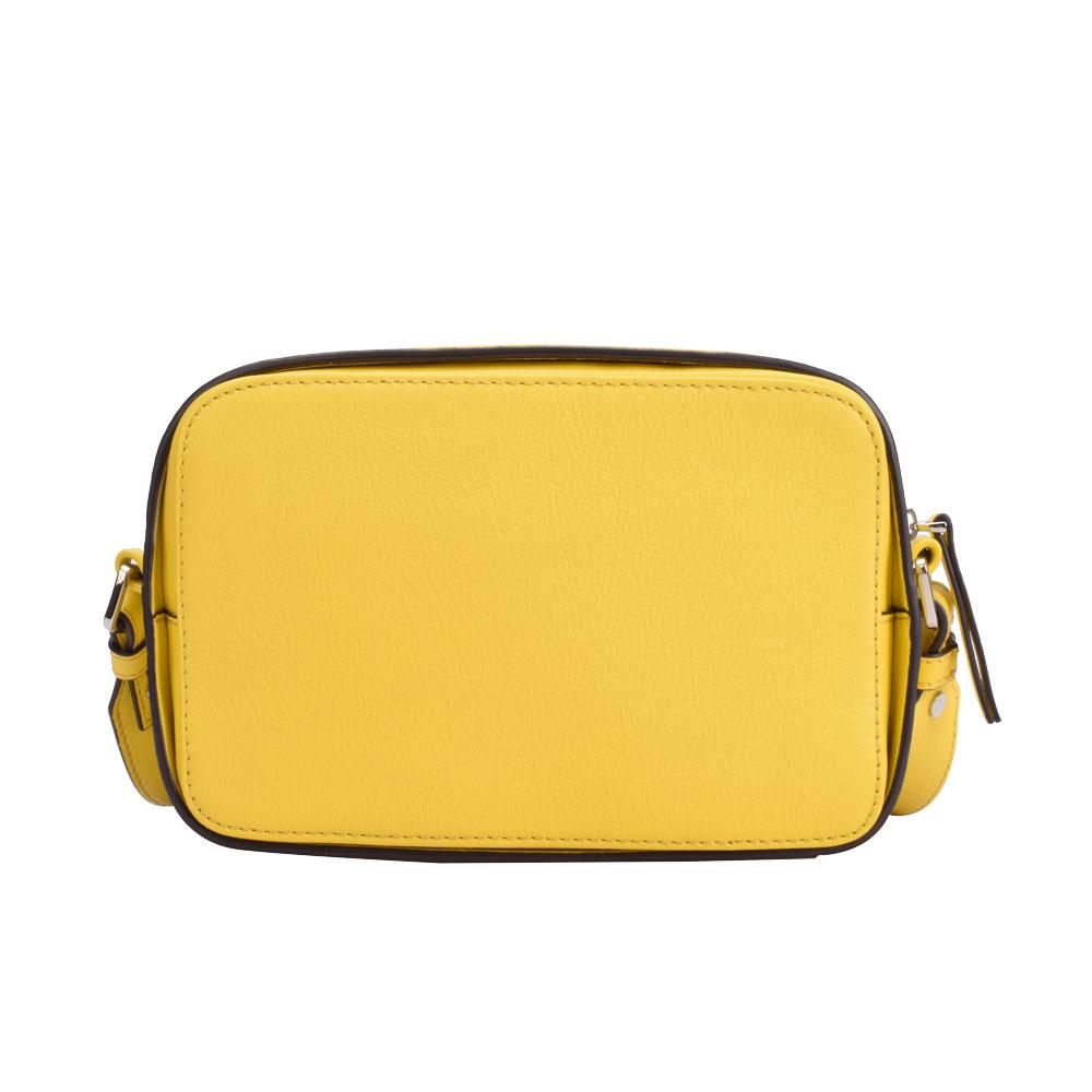 Maria Carla luxury leather handbag in smooth soft grain cow leather, featuring silver metal detailing and an adjustable strap.