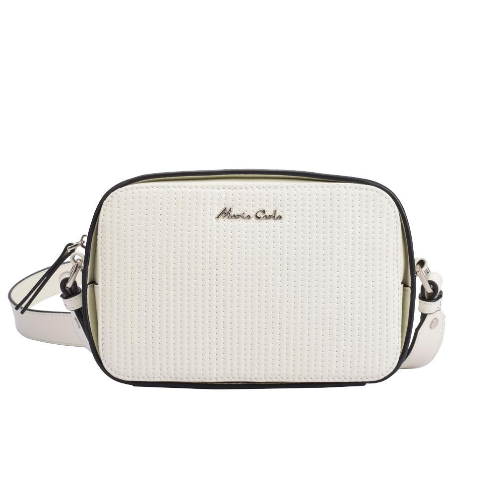 Maria Carla luxury leather handbag in smooth soft grain cow leather, featuring silver metal detailing and an adjustable strap.