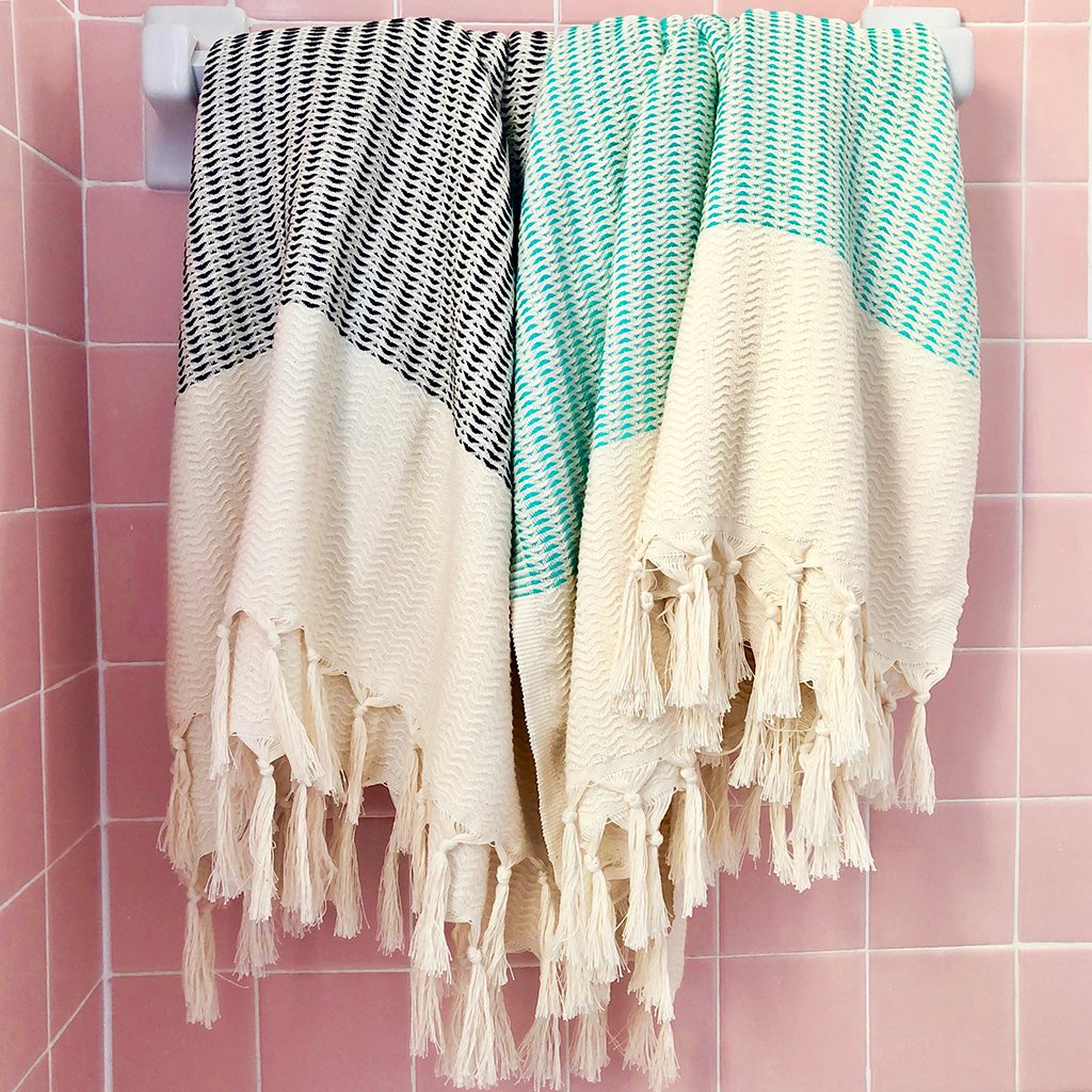 A beautifully crafted Plush Wavy Turkish Towel showcasing vibrant patterns and soft texture, ideal for bath and beach use.