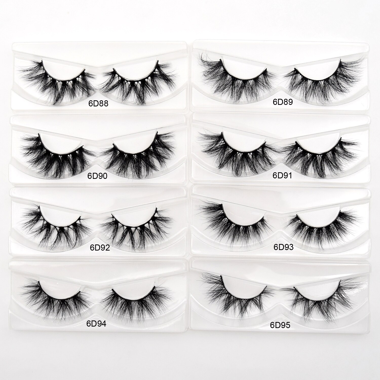 10 pairs of 6D mink false eyelashes with crisscross design, showcasing dramatic volume and reusable quality.
