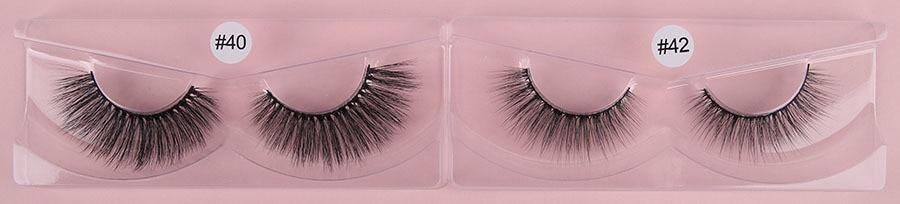 A collection of 10 pairs of natural 3D false eyelashes, showcasing their soft synthetic hair and flexible black cotton bands.