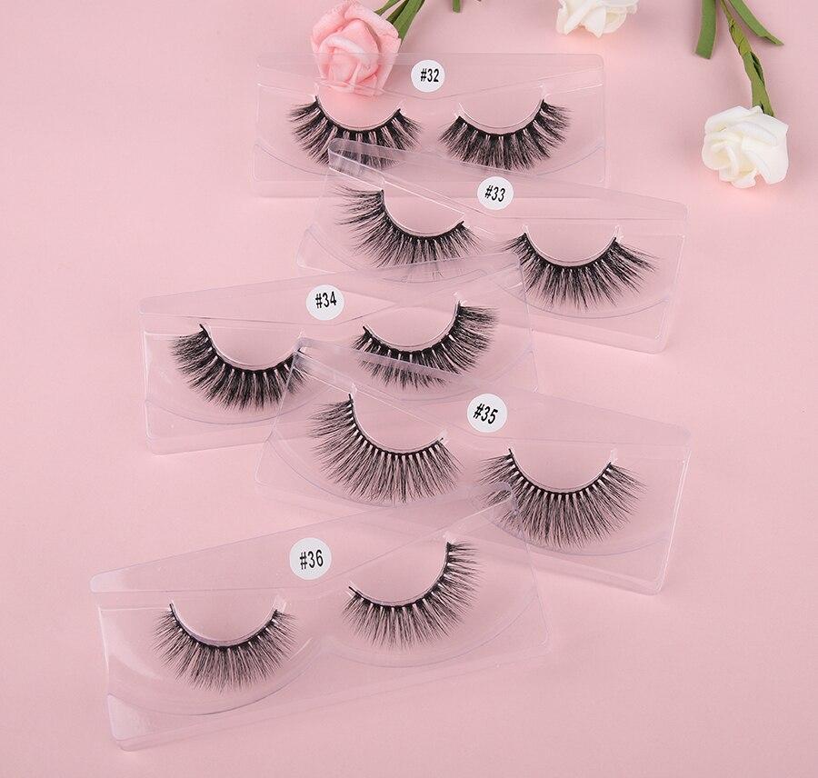 A collection of 10 pairs of natural 3D false eyelashes, showcasing their soft synthetic hair and flexible black cotton bands.
