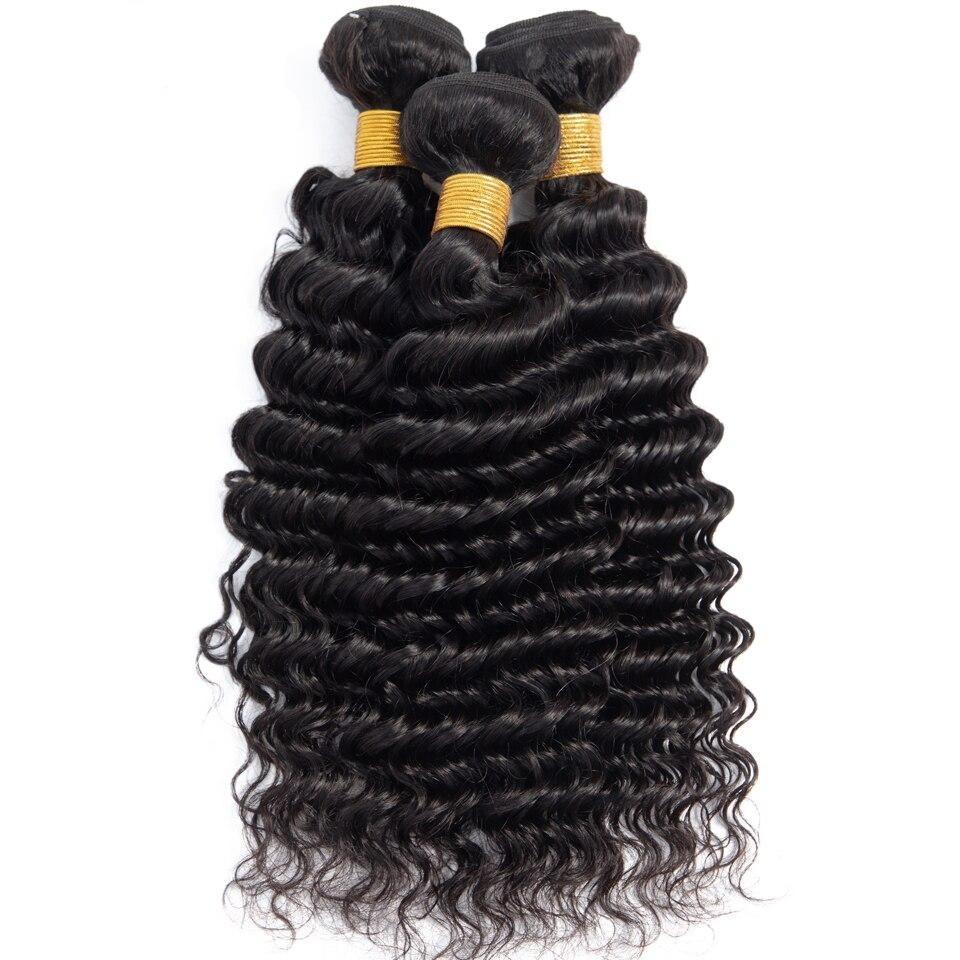 10A Grade Deep Wave Human Hair bundles with 4x4 closure and 13x4 frontal, showcasing luxurious texture and natural color.