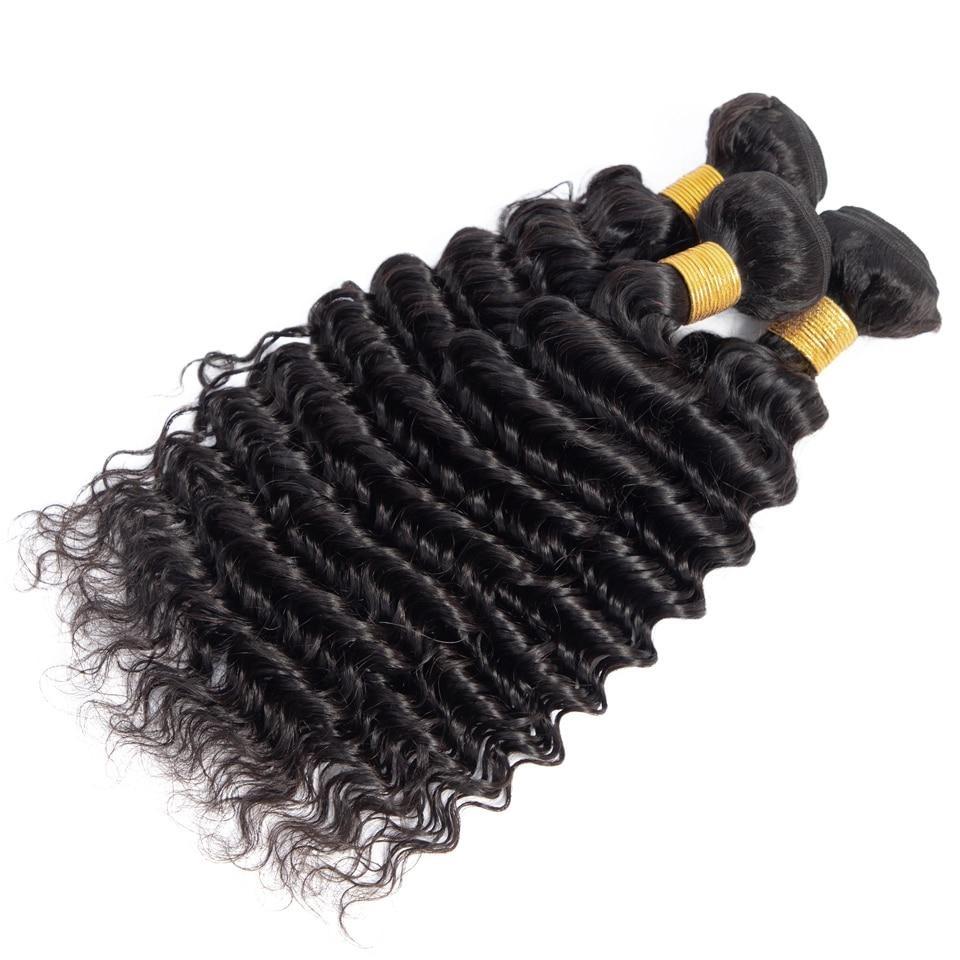 10A Grade Deep Wave Human Hair bundles with 4x4 closure and 13x4 frontal, showcasing luxurious texture and natural color.