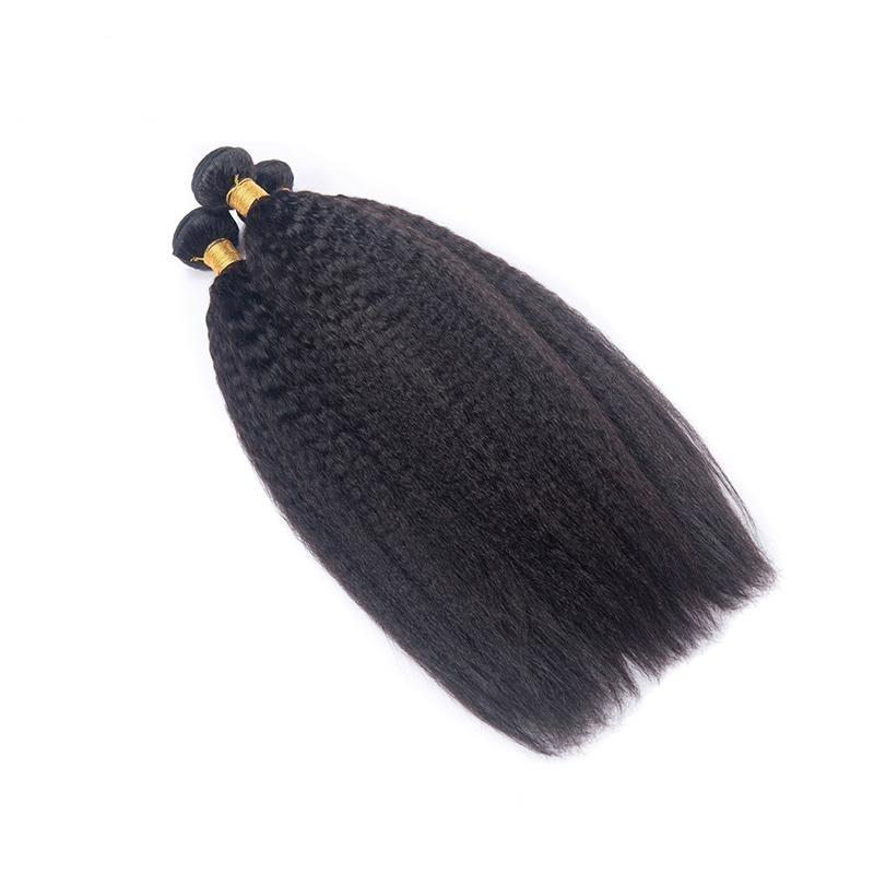 10A Grade Kinky Straight Hair Bundles with 4x4 Closure and 13x4 Frontal, showcasing natural texture and premium quality.