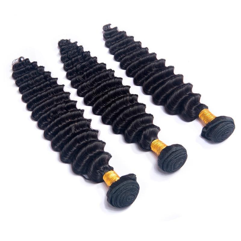 10A Grade Loose Deep Wave hair bundles with 4x4 closure and 13x4 frontal, showcasing natural color and luxurious texture.