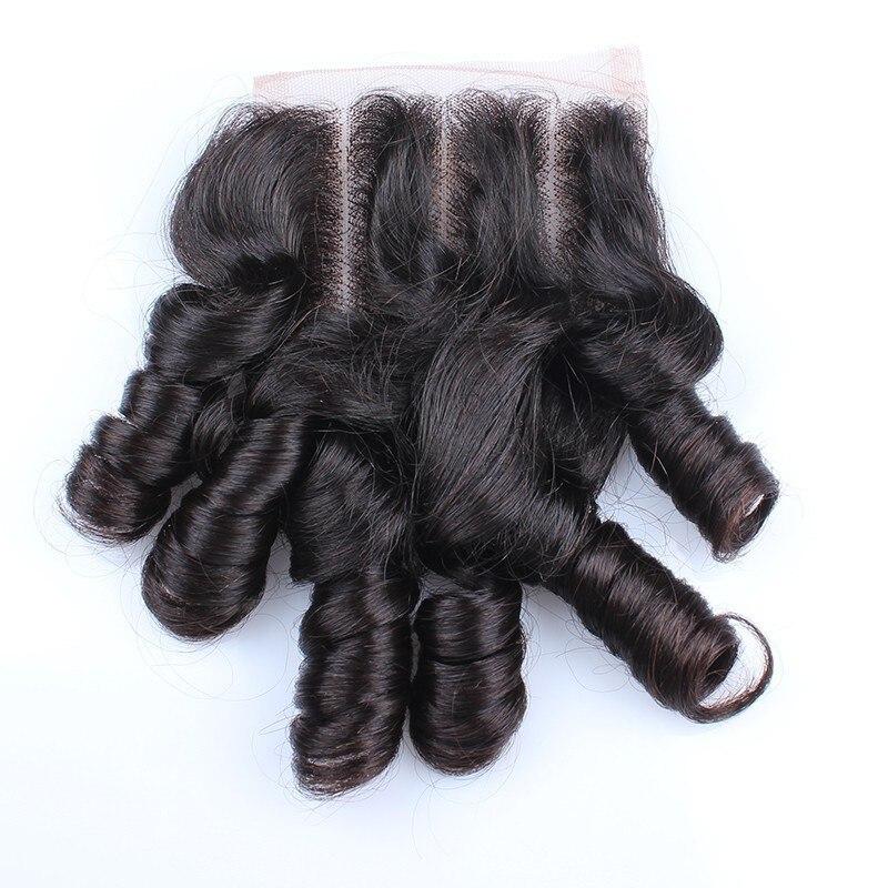 10A Grade Romance Curl Fumi Human Hair bundles with 4x4 closures, showcasing natural curls and high-quality Swiss lace.