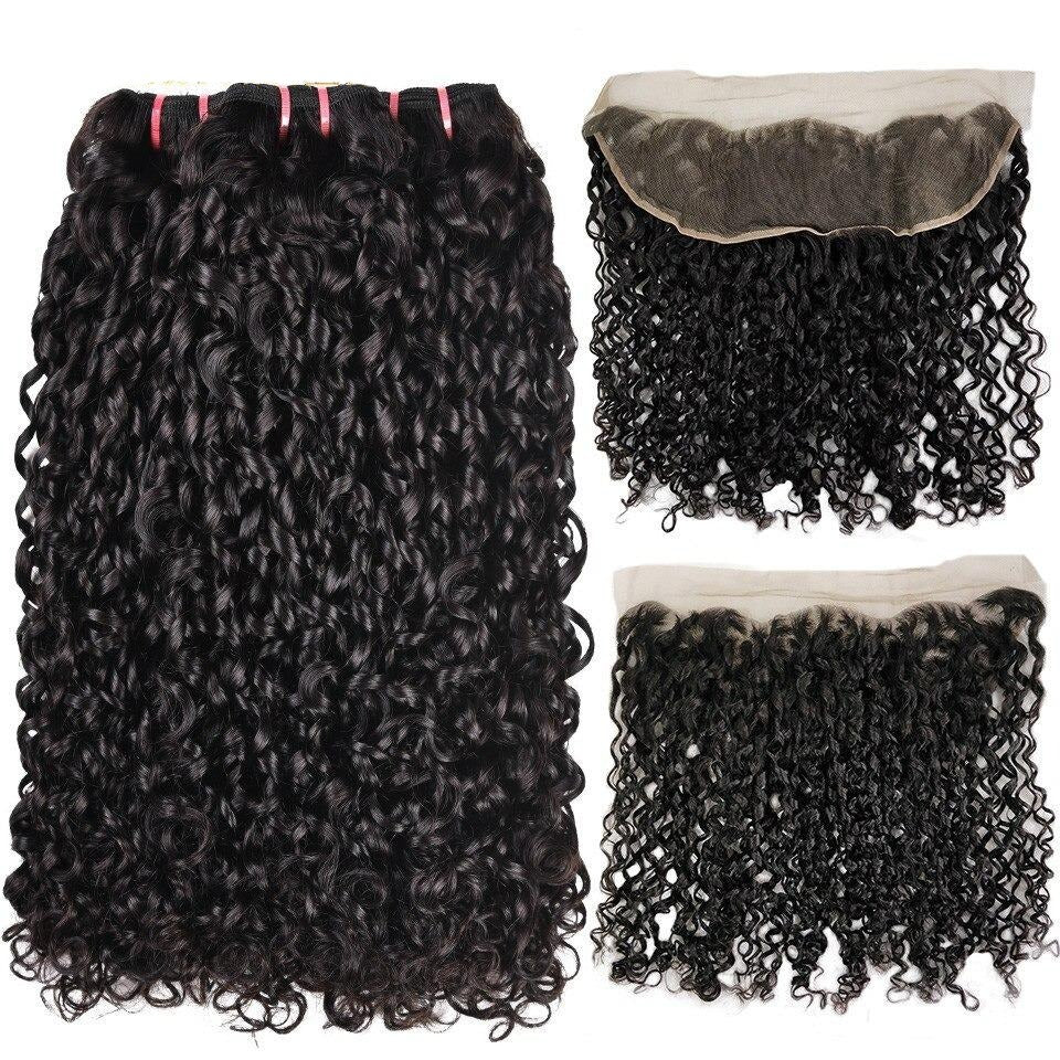 10A Grade Brazilian Pissy Curly Fumi Human Hair bundles with 4x4 lace closure, showcasing natural color and bouncy texture.