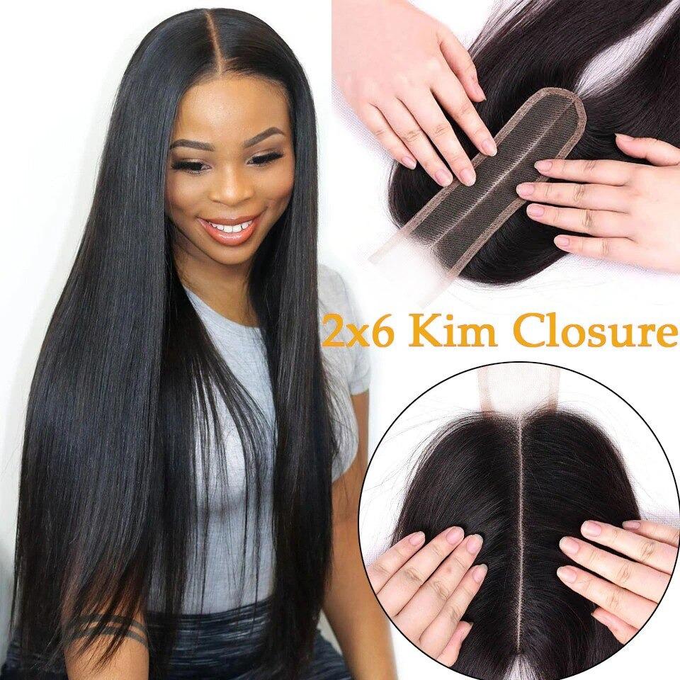 10A Grade Brazilian Straight 2x6 Lace Closure featuring Remy human hair, showcasing a natural straight texture and hand-tied Swiss lace base.