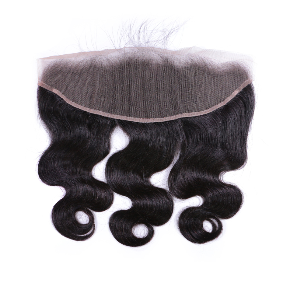 10A Grade HD Transparent 13x4 Lace Frontal Closure featuring body wave texture, Swiss lace, and natural color for seamless integration.