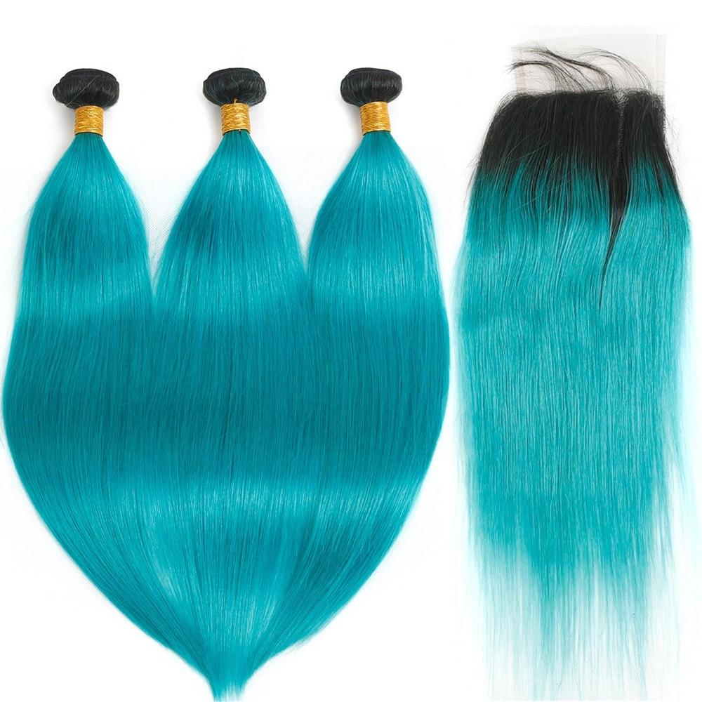 10A Grade Light Blue Straight Hair Bundles with Closures and Frontals, showcasing vibrant color and premium quality.