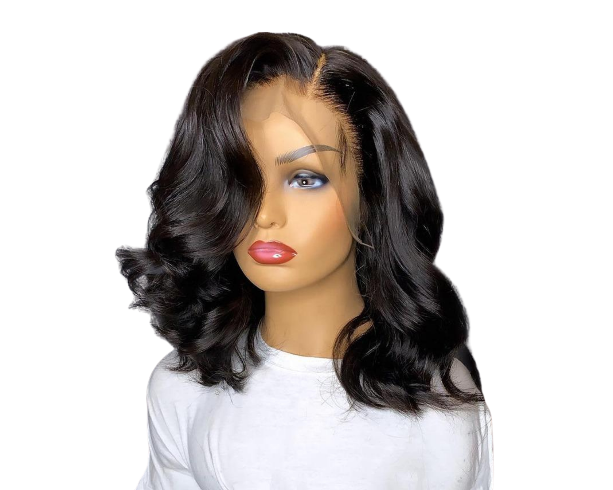 180% Density Body Wave Short Bob Lace Front Wig in natural color, showcasing soft waves and a natural hairline.