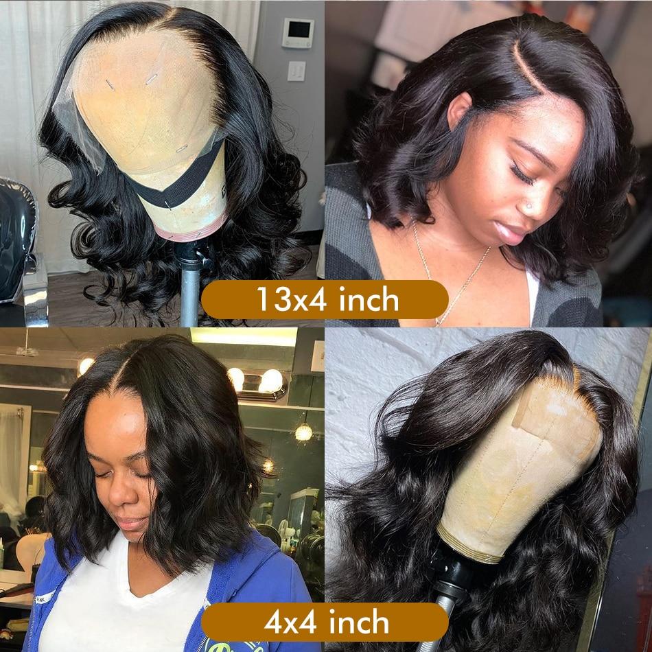180% Density Body Wave Short Bob Lace Front Wig in natural color, showcasing soft waves and a natural hairline.