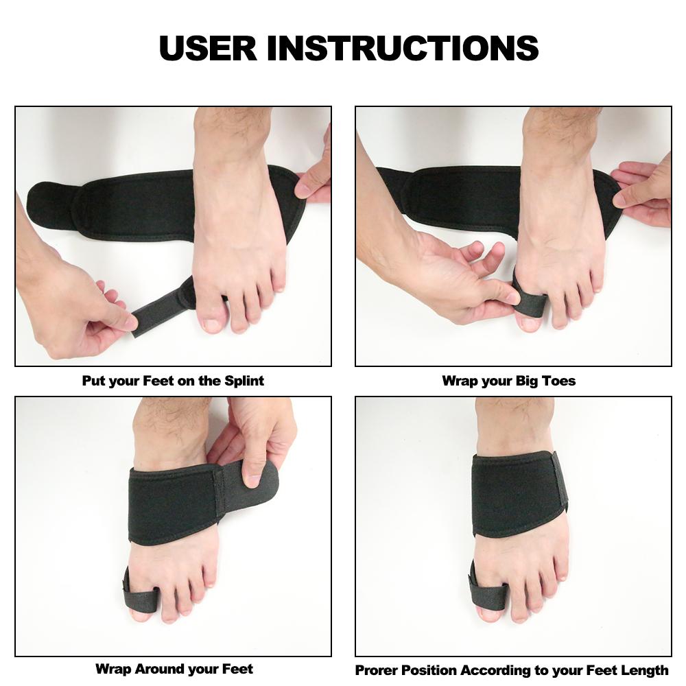 2pcs Soft Bunion Corrector Toe Separator Splint designed for foot care, featuring adjustable straps and soft materials for comfort.