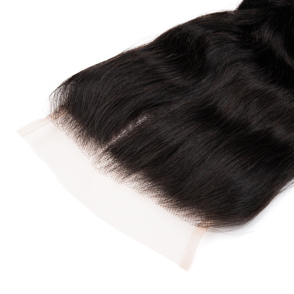 4x4 Premium Human Hair Loose Deep Lace Closure showcasing its natural texture and quality.