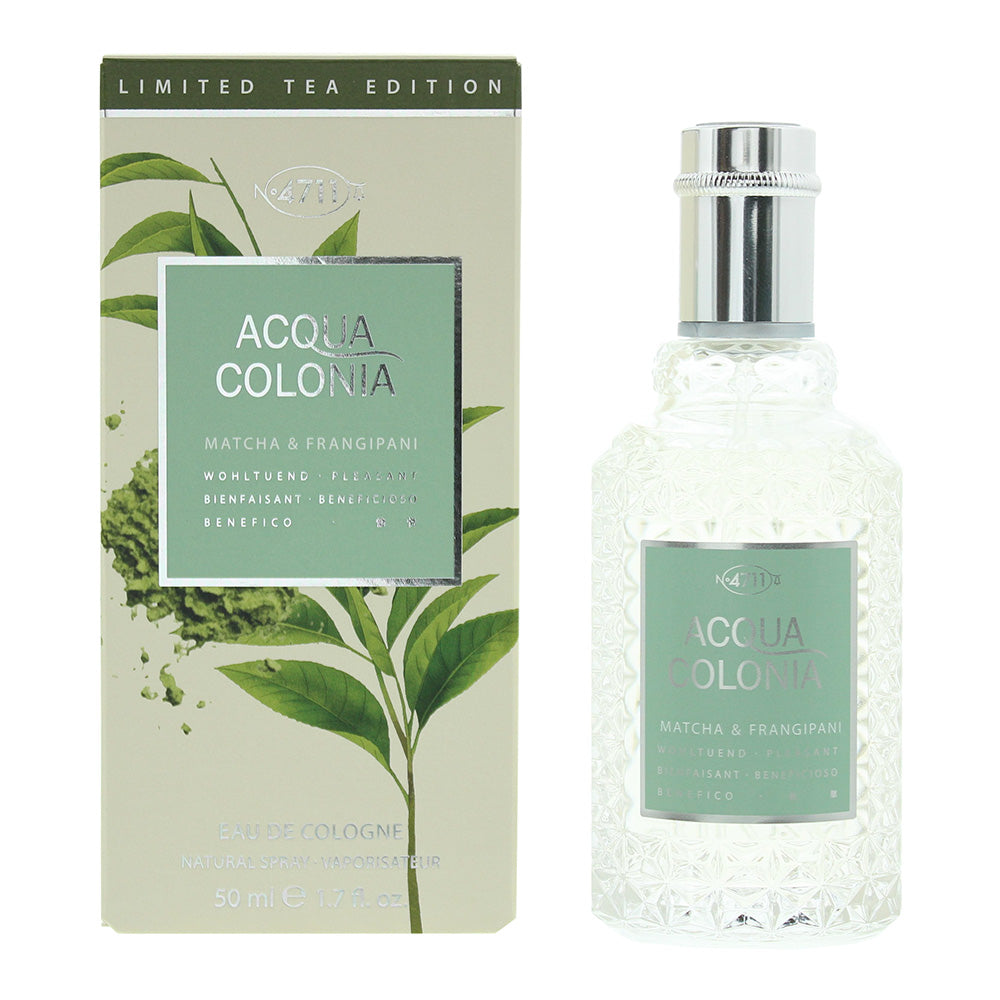 4711 Acqua Colonia Matcha & Frangipani Eau de Cologne bottle with elegant design and refreshing fragrance.