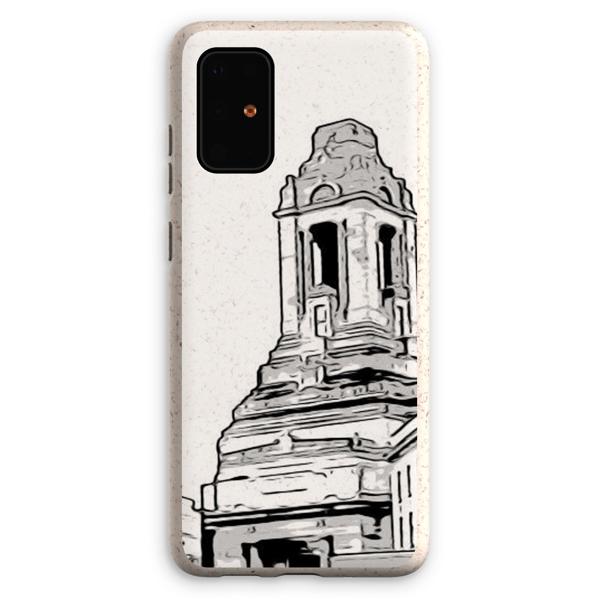 A Grand Place Eco Phone Case made from biodegradable bioplastic and bamboo fiber, showcasing its stylish design and protective features.