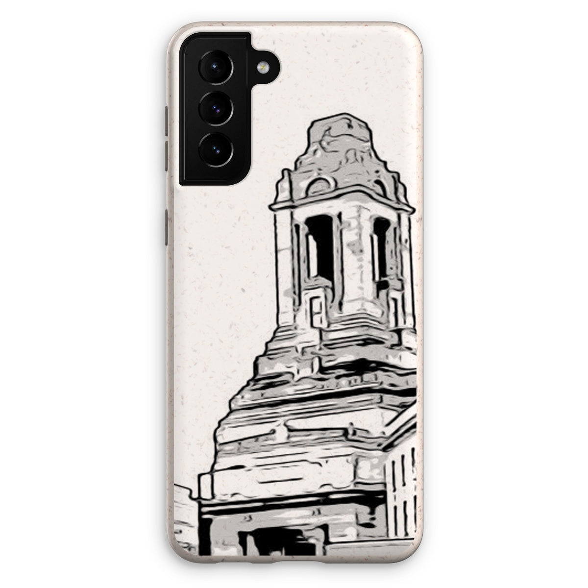 A Grand Place Eco Phone Case made from biodegradable bioplastic and bamboo fiber, showcasing its stylish design and protective features.