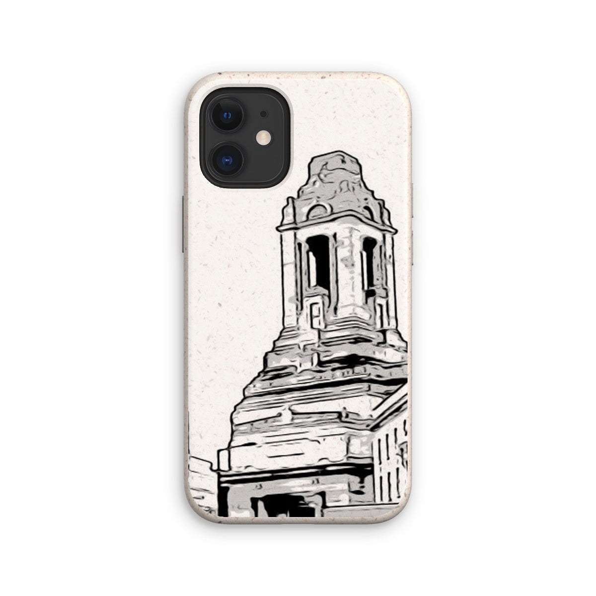 A Grand Place Eco Phone Case made from biodegradable bioplastic and bamboo fiber, showcasing its stylish design and protective features.