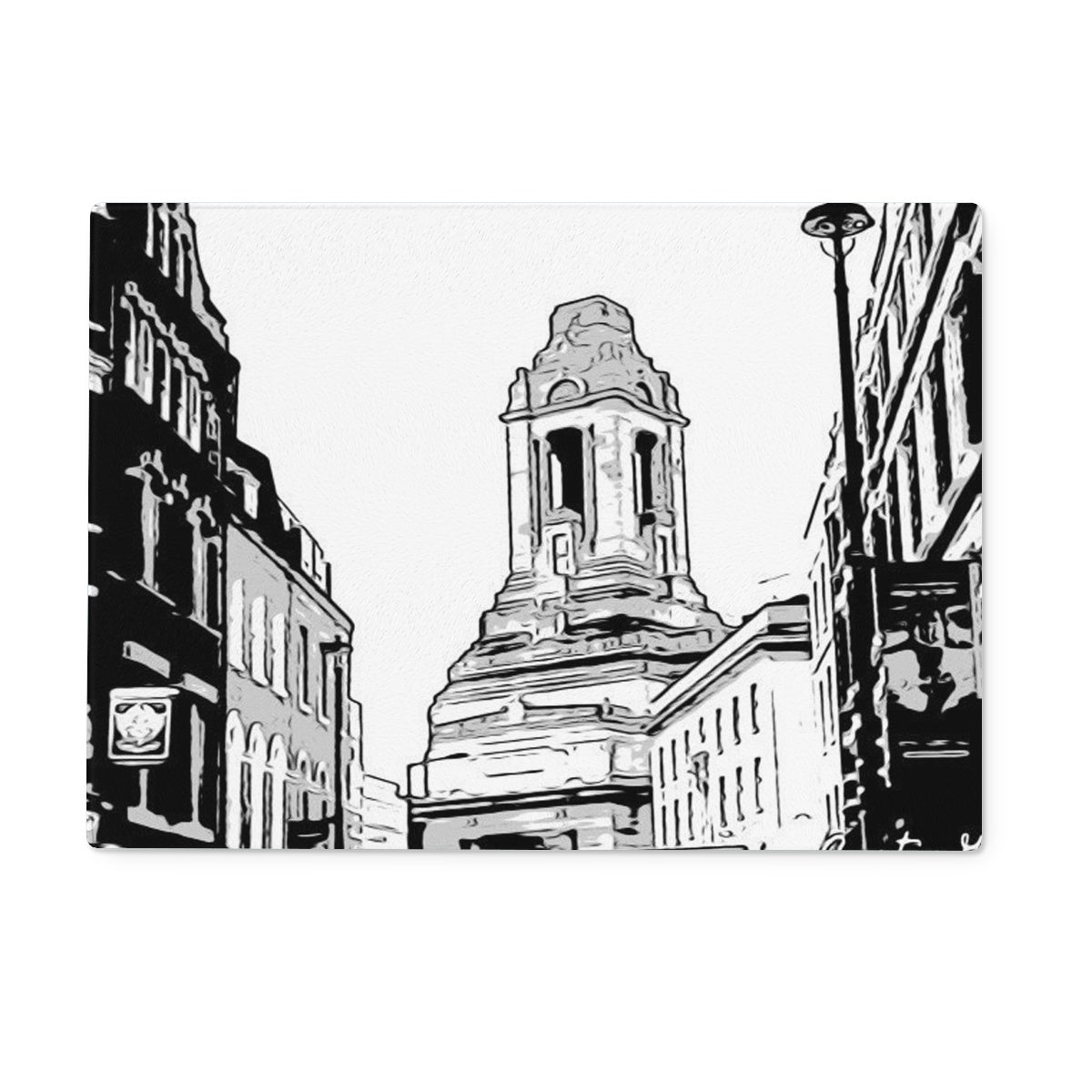 A Grand Place Glass Chopping Board showcasing its crystal-clear surface and sleek design, perfect for food preparation.