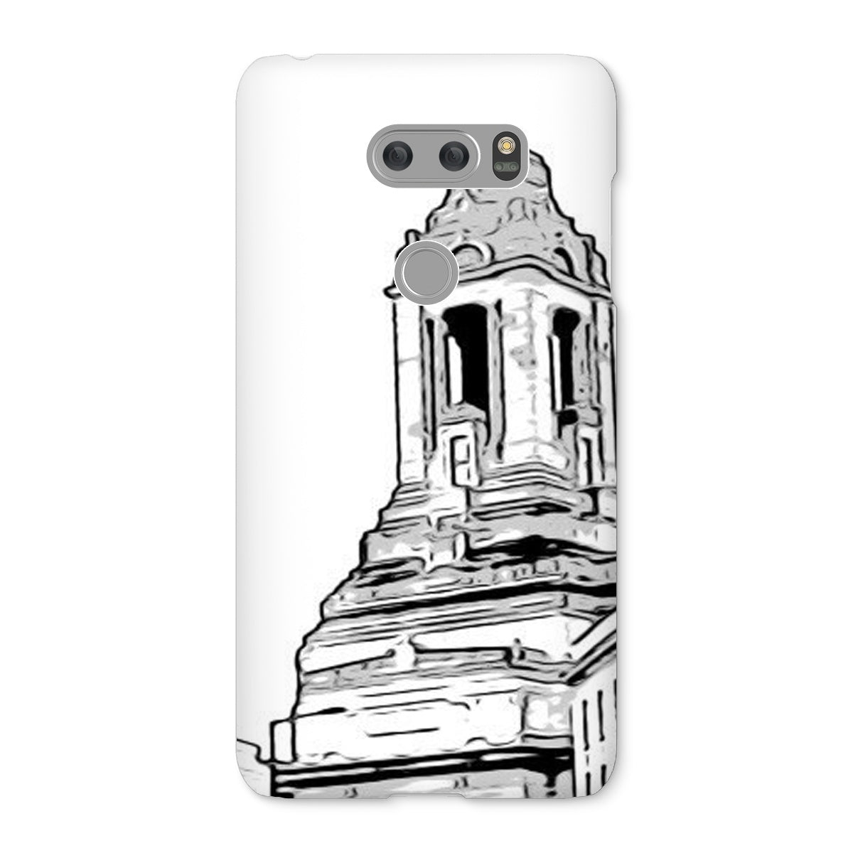 A Grand Place Snap Phone Case showcasing its durable shatterproof plastic design and snug fit for various phone models.