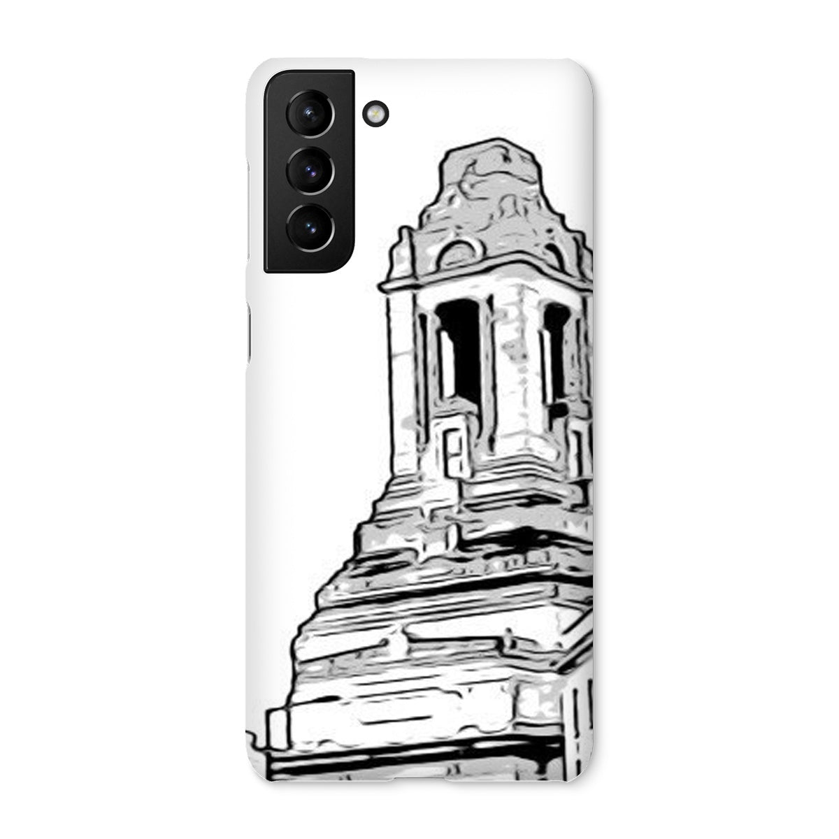 A Grand Place Snap Phone Case showcasing its durable shatterproof plastic design and snug fit for various phone models.