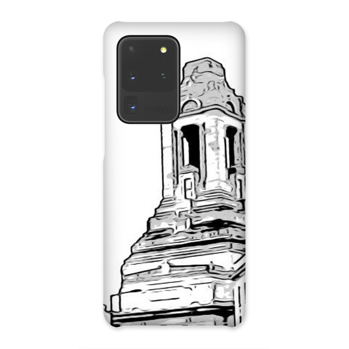 A Grand Place Snap Phone Case showcasing its durable shatterproof plastic design and snug fit for various phone models.
