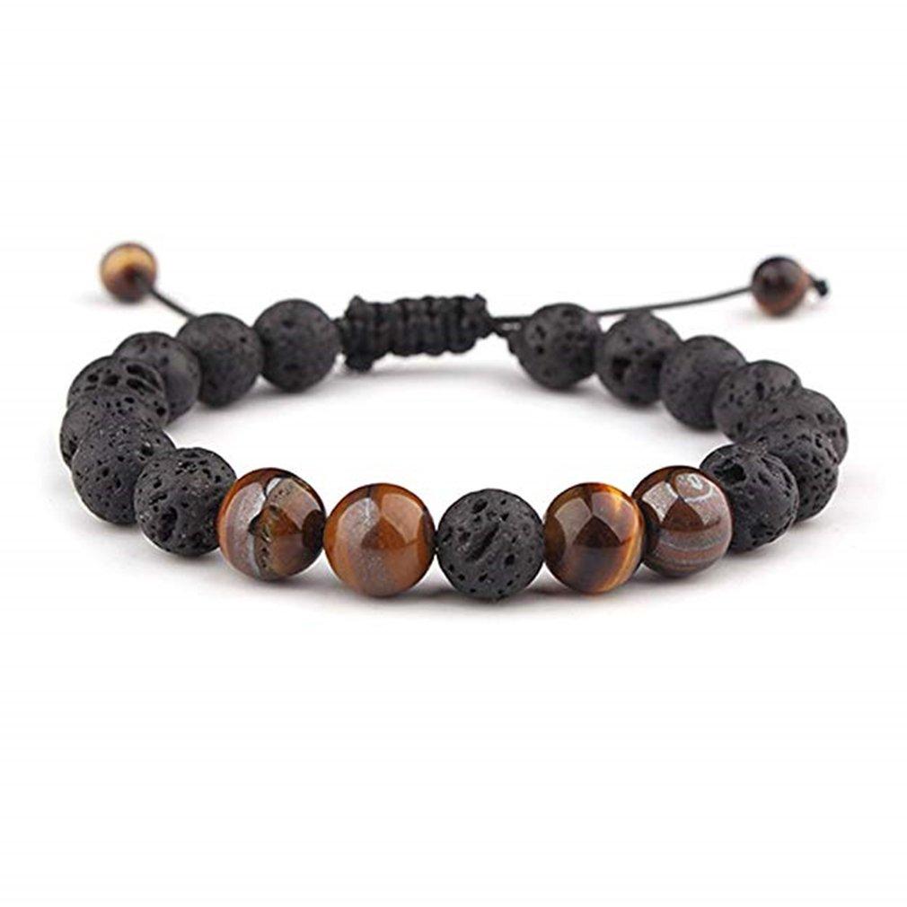 Adjustable anxiety diffusing lava stone bracelet featuring brown stones, designed for essential oil absorption and stylish wear.