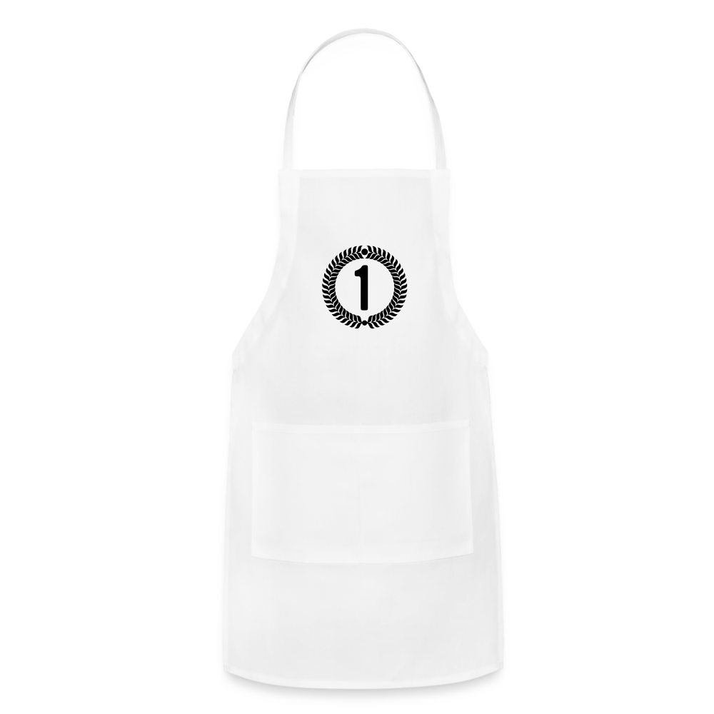 Adjustable Apron made of lightweight cotton, featuring a split front pocket and adjustable drawstring for a comfortable fit.