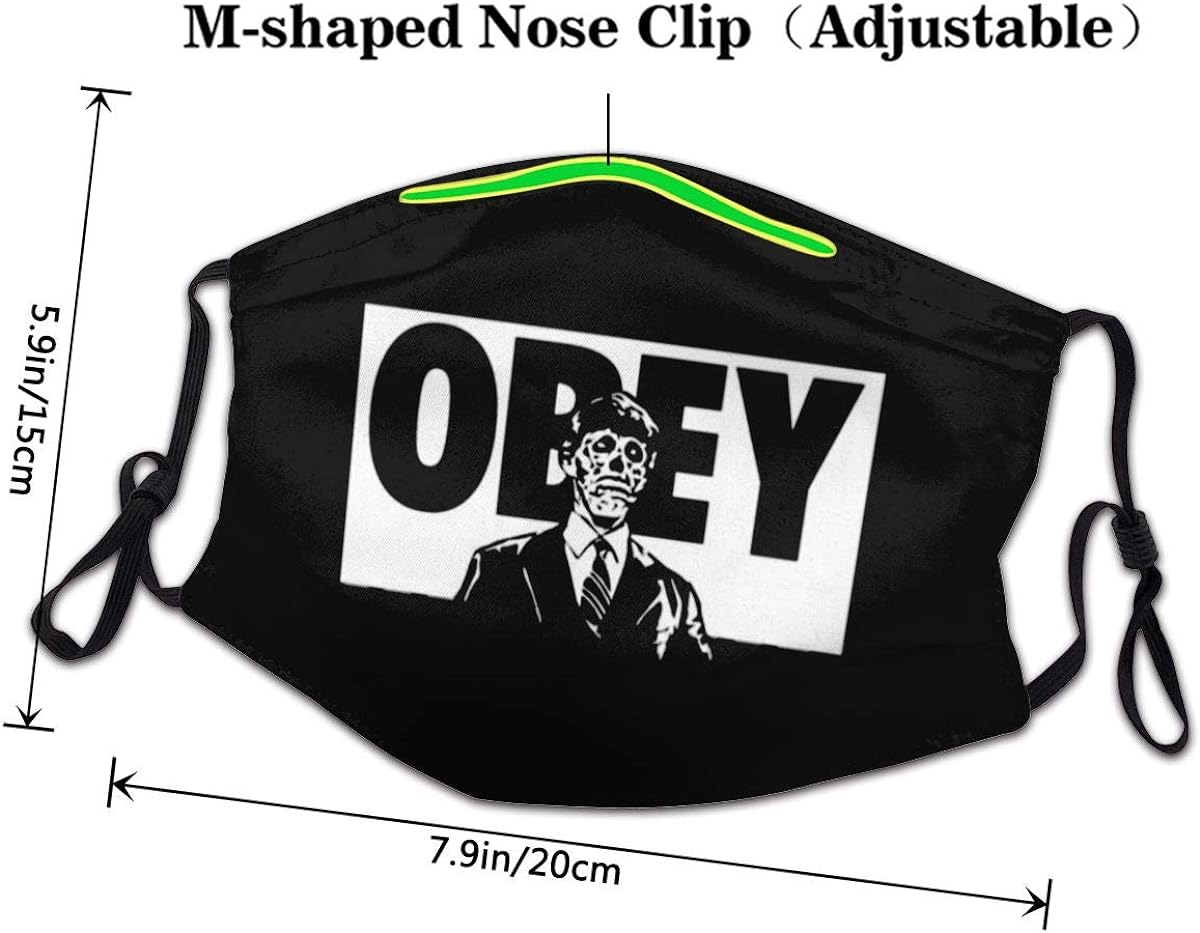 Adult Kids Cloth Face Mask Obey - They Live, featuring a stylish anime design in black and white, with stretchy ear loops for comfort.