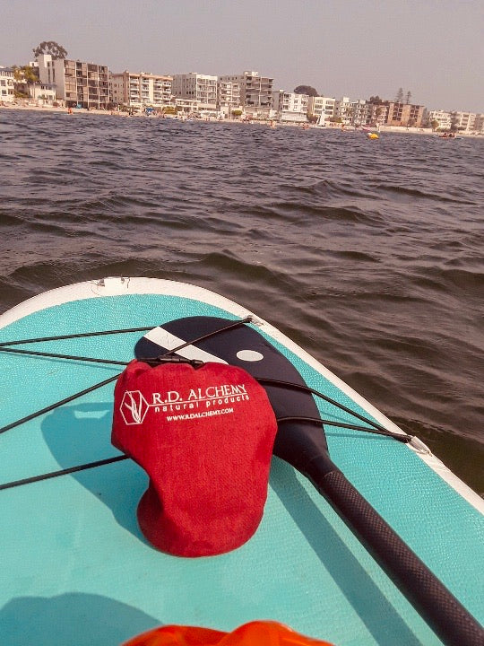 Adventure Bag containing essential outdoor protection and hydration products, designed for outdoor enthusiasts.