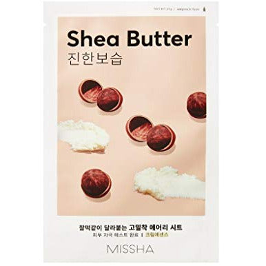 Missha Airy Fit Sheet Mask featuring Shea Butter, designed for deep hydration and skin nourishment.