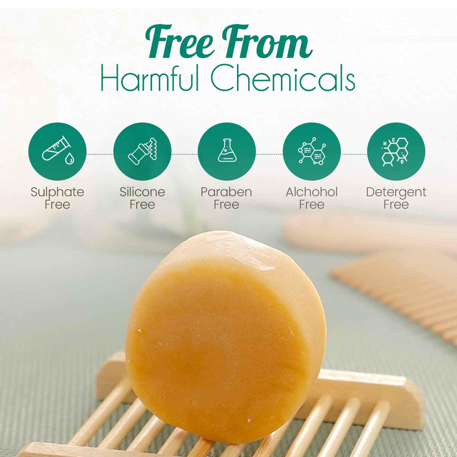 All-Natural Conditioner Bar in citrus scent, eco-friendly and zero-waste, showcasing its compact size and natural ingredients.